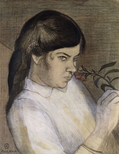 Barbara Nash, a művész nővérének portréja, 1911–1912 körül (ceruza, fekete és színes zsírkréta, akvarell és testfesték) alkotó: Paul Nash