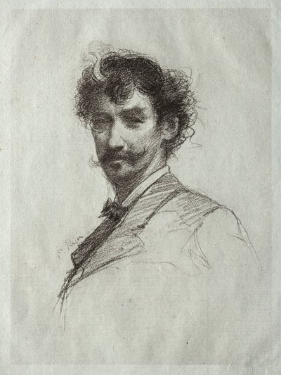James McNeill Whistler fehér zárral és monoklival alkotó: Paul Rajon