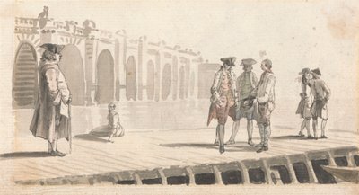Egy csoport férfi a Westminster mólón alkotó: Paul Sandby