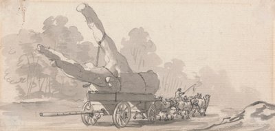 Egy nagy fatörzset viselő kosár alkotó: Paul Sandby