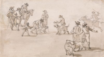 Figurák csoportja: Kutyaviadal alkotó: Paul Sandby