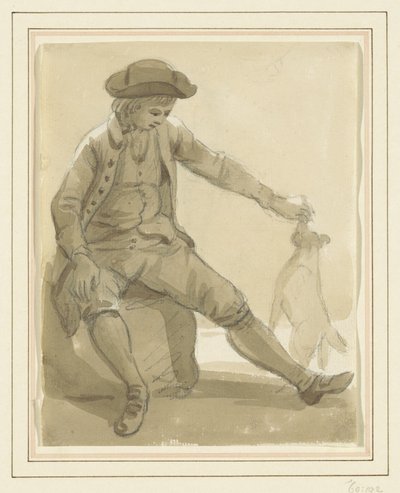 Fiú játszik egy kutyával alkotó: Paul Sandby