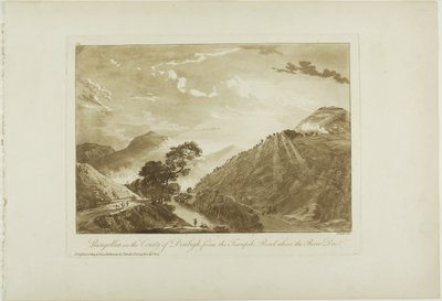 Llangollin Denbigh megyében, a Turnpike Roadtól a Dee folyó felett alkotó: Paul Sandby