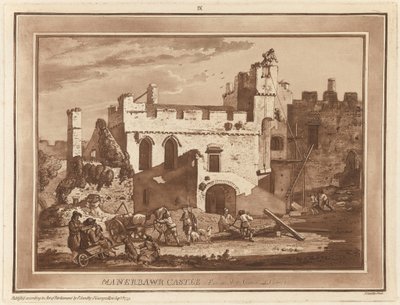 Manerbawr kastély a belső udvarból alkotó: Paul Sandby