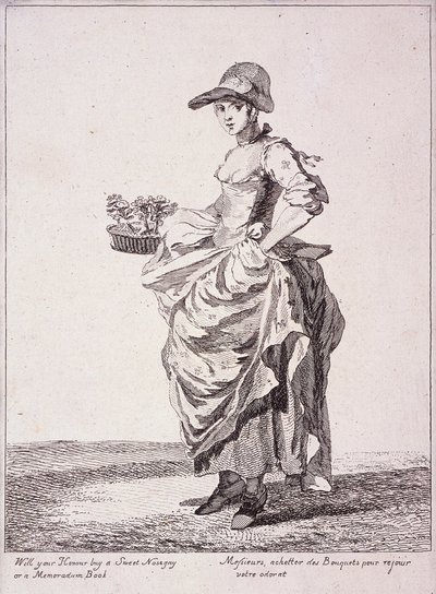 Nosegay és memokönyv-árus, Cries of London, 1760 alkotó: Paul Sandby