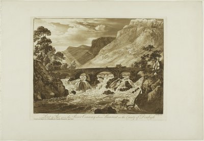 Pont y Pair a Conway folyó felett, Llanrwst felett, Denbigh megyében alkotó: Paul Sandby