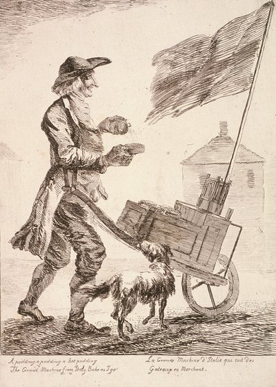 Pudingárus, Cries of London, 1760 alkotó: Paul Sandby