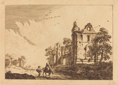 Romos apátság utazókkal az úton alkotó: Paul Sandby