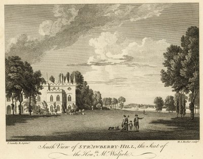 Déli kilátás a Strawberry Hillre, Twickenham, London, a Honorable Horace Walpole székhelye alkotó: Paul Sandby