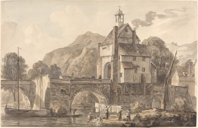 A híd Bridgnorthban, Shropshire-ben alkotó: Paul Sandby