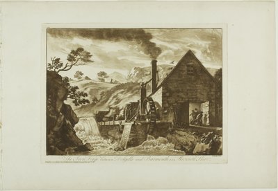 Az Iron Forge Dolgelli és Barmouth között Merioneth Shire-ben alkotó: Paul Sandby