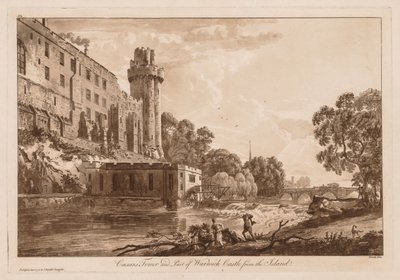 Kilátás a Warwick-kastélyra: Caesars ower és Warwick-kastély egy része a szigetről, 1776. alkotó: Paul Sandby