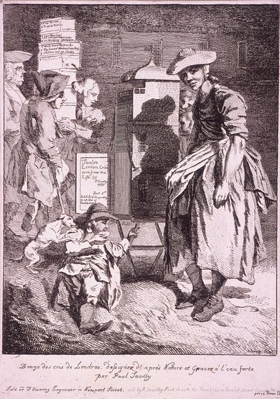 Nő egy ritka műsorral, Cries of London, 1760 alkotó: Paul Sandby