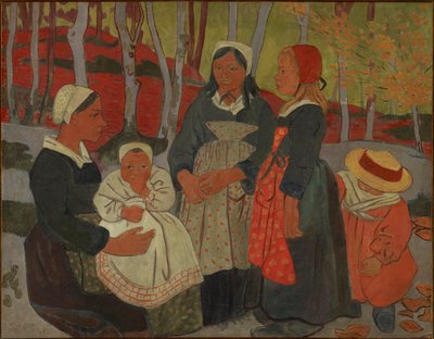 Bretonok a huelgoati erdőben alkotó: Paul Sérusier