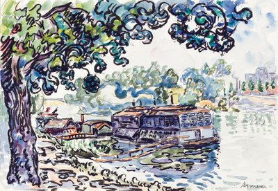Asnières, 1900-2005 körül (w/c, ecset és fekete tinta ceruzával, papíron) alkotó: Paul Signac