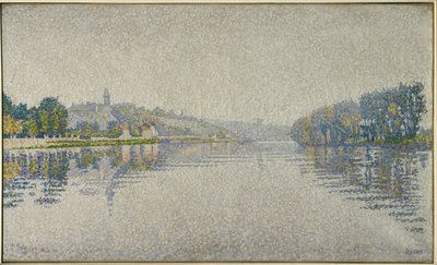 Folyópartok. A Szajna Herblay-nél (festmény, vászon) alkotó: Paul Signac