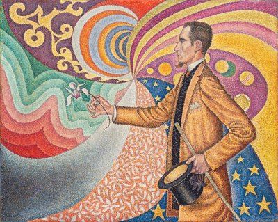 Opus 217. A háttér zománccal szemben ritmusa ütemekkel és szögekkel, hangokkal és árnyalatokkal, Felix Feneon portréja 1890-ben (olaj, vászon) alkotó: Paul Signac