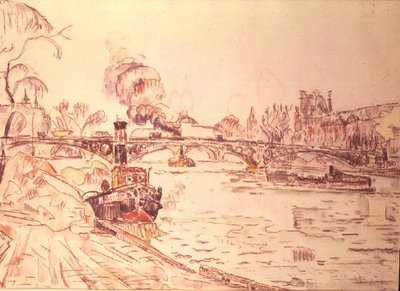 Párizs a Louvre-ral és a Pont des Arts-szal alkotó: Paul Signac