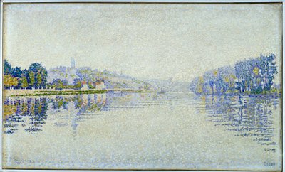 Folyópart, Szajna és Herblay Paul Signac festménye (1863-1935) 1889 V. 0,33x0,55 m Párizs, Muse d