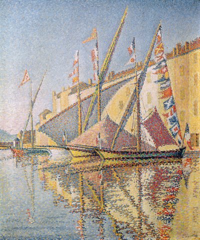 Vitorlás hajók St. Tropez kikötőjében, 1893 alkotó: Paul Signac