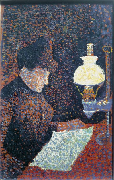 Nő a lámpa alatt - olaj, vászon alkotó: Paul Signac