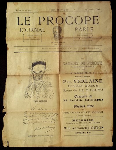 Journal du Procope, párizsi kávézó alkotó: Paul Verlaine