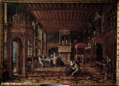 Flamand belső. Paulus Vredeman De Vries (1567-1630) festménye alkotó: Paul Vredeman de Vries