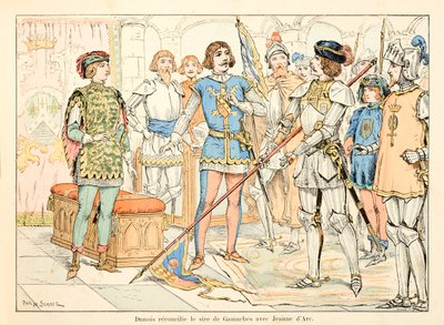 Illusztráció Theodore Cahu „” Joan of Arc „” című könyvéből, amelyet Paul De Semant (1855-1915) illusztrált: Dunois kibékítette Gamaches apját Joan of Arc-cal alkotó: Paul de Semant