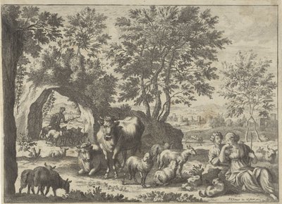 Pásztor és pásztorlány nyájjal alkotó: Paul van Somer (II)