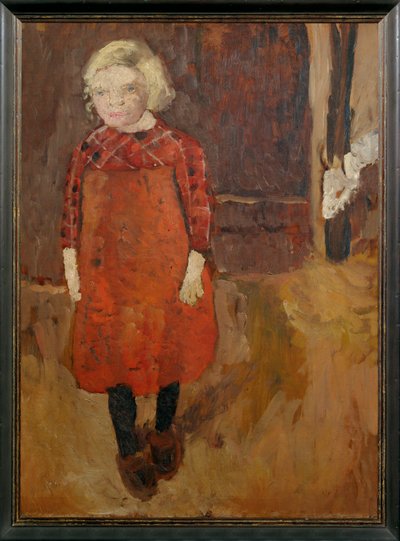 Lány, aki egy kecskeól előtt áll. alkotó: Paula Modersohn-Becker