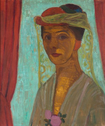 Német: Selbstbildnis mit Hut und Schleier Önarckép kalappal és fátyollal alkotó: Paula Modersohn-Becker