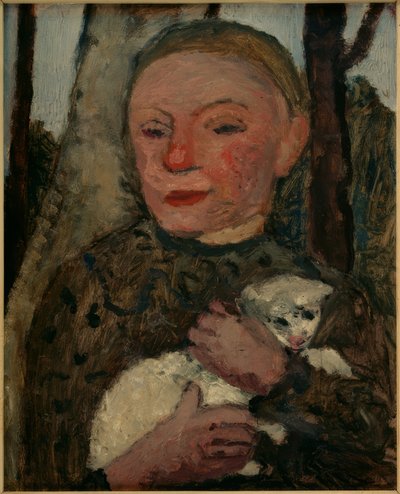 Lány báránnyal (félalakos portré egy lányról báránnyal a karjában) alkotó: Paula Modersohn Becker