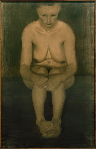 Ülő női akt, frontális, egymásra helyezett lábakkal alkotó: Paula Modersohn Becker