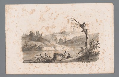 Dombos táj folyóval A tájak elvei (sorozat címe) Principes de paysages (sorozat címe) alkotó: Paulus Lauters