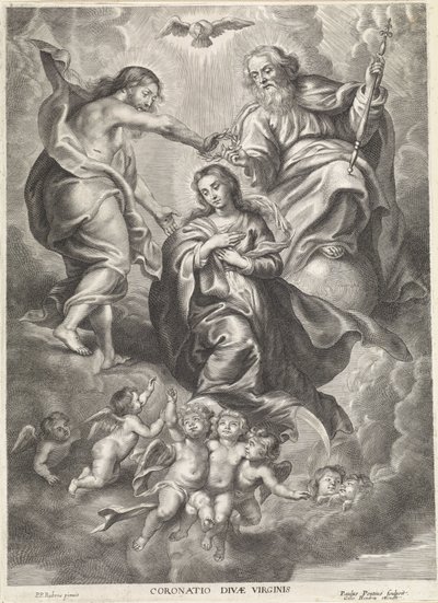 Kroning van Maria Az Isteni Szűz koronázása (cím a tárgyon) alkotó: Paulus Pontius