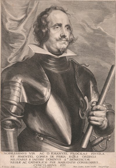 A legnemesebb ember és D. Emanuel Frockas Finyra és Pimentel, Feria Eqes grófja a Szent Jakab Katonai Rendből, Lord Sæ. Őfelsége királyi és katolikus tanácsos kamarás stb. alkotó: Paulus Pontius