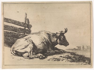 Kerítés mellett fekvő tehén The Bullen Booklet (sorozat címe) alkotó: Paulus Potter