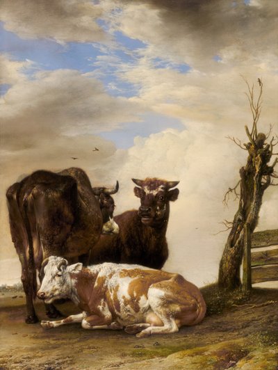 Két tehén és egy fiatal bika a kerítés mellett a réten, 1647. alkotó: Paulus Potter
