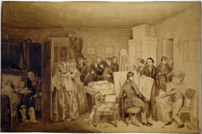 Fidelka halálának következményei - Pavel Andrejevics Fedotov (1815-1852) munkája, indiai tinta és szépia papíron alkotó: Pavel Andreevich Fedotov