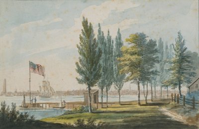 Philadelphia a Delaware folyó túloldaláról, 1811-kb. 1813. alkotó: Pavel Petrovic Svin