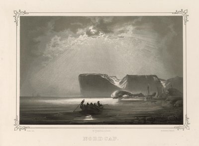 Nordcap. Az illusztráció a Norvégia könyvből készült, amelyet Rajzokban készített Asbjørnsen, P.Chr. és kiadta Chr. Tønsberg (1848) alkotó: Peder Balke