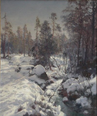Tavaszi olvadás (olaj, vászon) alkotó: Peder Knudsen