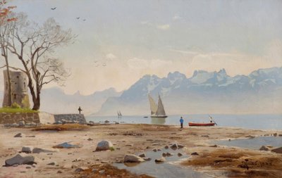 Genfi-tó Tour Haldimanddal / P.Mönsted festménye alkotó: Peder Monsted