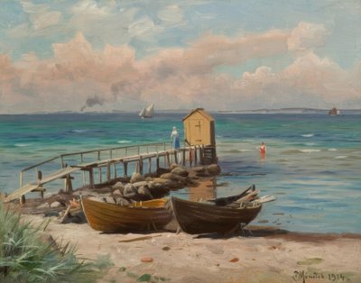 P.Mönsted, fürdőházak a tengerparton alkotó: Peder Monsted