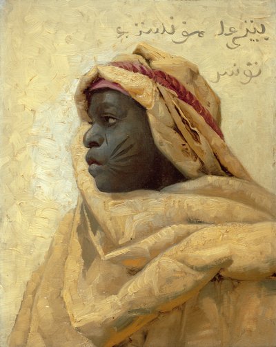 Núbiai portré (olaj a panelen) alkotó: Peder Monsted