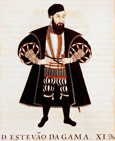 Estevao Da Gama (kb. 1505-1576), miniatűr a Brieve Treatise-ból vagy az indiai Vizos-Reys epilógusából alkotó: Pedro Barretto de Resende