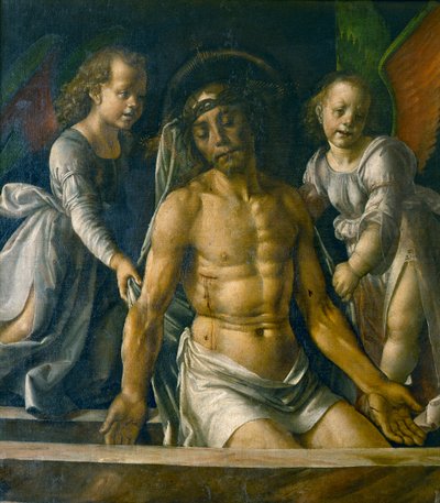 Pietà két angyallal, 1480. alkotó: Pedro Berruguete