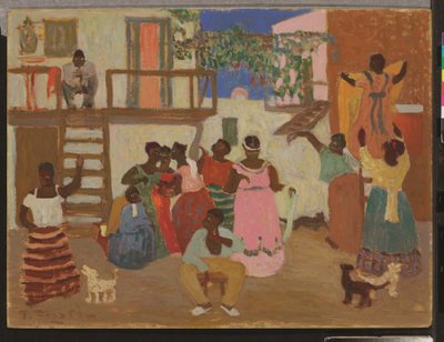 Candombe (Díszítés) előkészítése c. 1935 (olaj a fedélzeten) alkotó: Pedro Figari