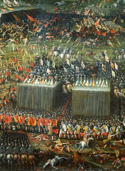 A császári seregtől legyőzött magyar és cseh seregek veresége és menekülése, Részlet a Prága melletti fehérhegyi csatából 1620. november 7-8-án, Pieter Snayers festménye a római Santa Maria della Vittoriában. Harmincéves háború, Csehország alkotó: Peeter Snayers