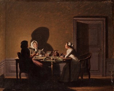 Olvasmány gyertyafénynél, par Hillestroem, Pehr (1732-1816). Olaj, vászon, méret: 41,5x51,5, , Magángyűjtemény alkotó: Pehr Hilleström